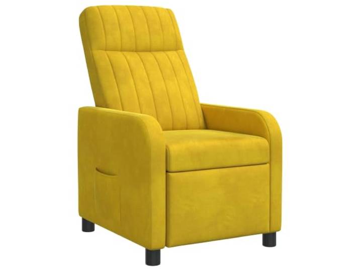 Relaxsessel Samt Gelb mit Metall Und Holzwerkstoffgestell Verstellbar 100% Polyester-Samt, flache Armlehnen, Winkel 115°-160°, höhenverstellbar, feucht abwischbar