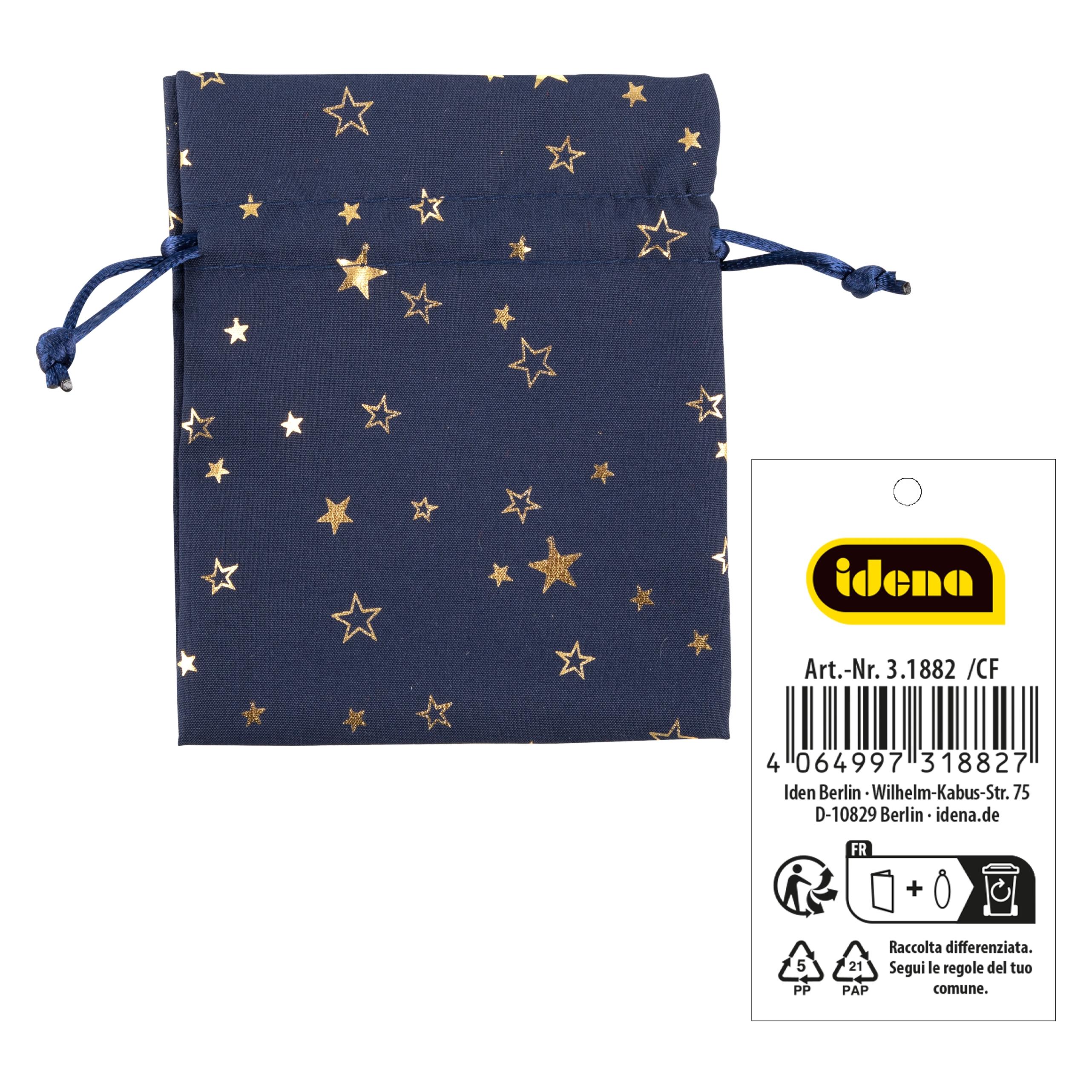 Idena Geschenkbeutel Polyester blau 10x13cm (1x) (61210505)