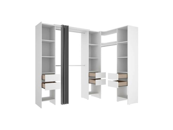Grande garde-robe effet bois blanc 234x141h205 cm