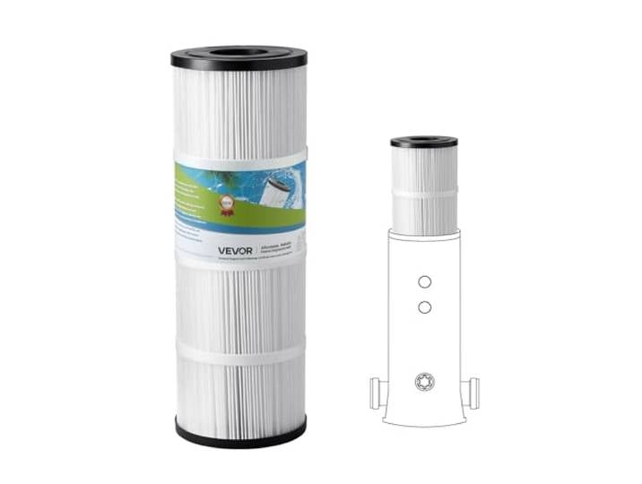 VEVOR Cartouche de Filtre de Piscine 4\,6 m²\, Cartouche Filtrante de Rechange de Spa Compatible avec Modèles Hayward C500\, CX500-RE\, Pleatco PA50\, Plissée Trilobée\, pour Filtration de Piscines\, Spas