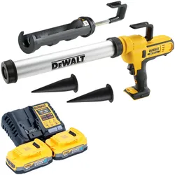 DeWalt, Kartuschenpistole + Fettpresse, DCE 581 E2K Akku Kartuschenpistole 18 V 310 ml + 2x Powerstack Akku 1,7 Ah + Ladegerät + (Kartuschenpistole)