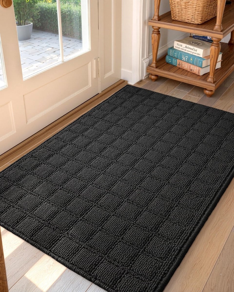 Unyqoos Donkergrijze antislip deurmat voor binnen, vuilvangend en wasbaar
