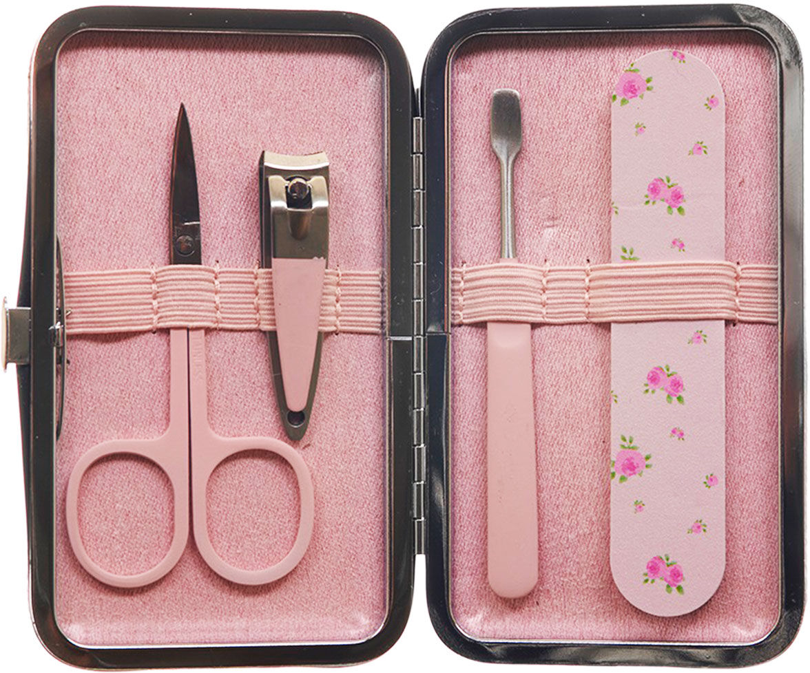 THE VINTAGE COSMETIC Manicure Purse Rose Print Gift Set
