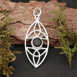 Drachensilber Schwarzer Onyx Edelstein keltischer 925 Silberschmuck Anhänger - Silber;Schwarz