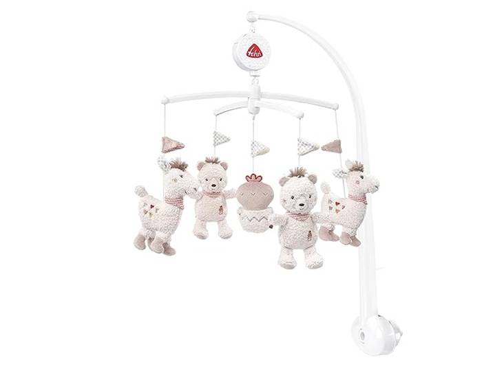 Fehn Musik Mobile Peru - Baby Einschlafhilfe Musikspielzeug mit süßen Tieren - Babymobile Spieluhr Melodie Weißt du wieviel Sternlein stehen - Musikmobile Babybett Spielzeug für Babys von 0–5 Monaten