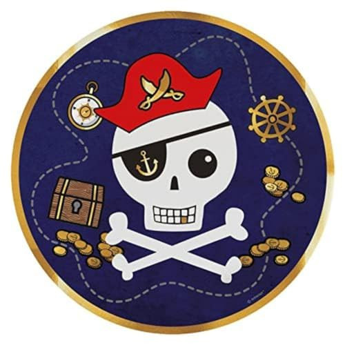 Amscan 8 stuks kartonnen borden piratenkaart diameter 23 cm