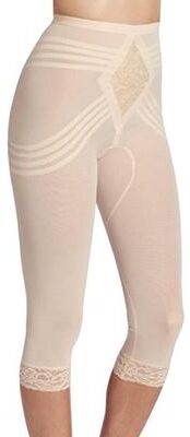 Plus Size Women's Firm to Extra Firm Support Breathable Waistline Capri Pant Liner With Power Mesh Fabric by Rago in Beige (Size 8X)