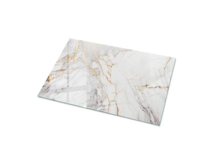 GLASPLATTE 100x70 cm Eleganter Marmor mit Adern