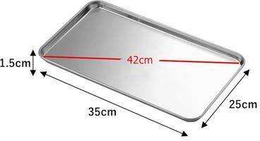 Inspired Living Stainless Steel Serving & Baking Tray Multi Purpose Food Storage Tray For Kitchen, Restaurant & Bakery Use 35x25x1.5cm