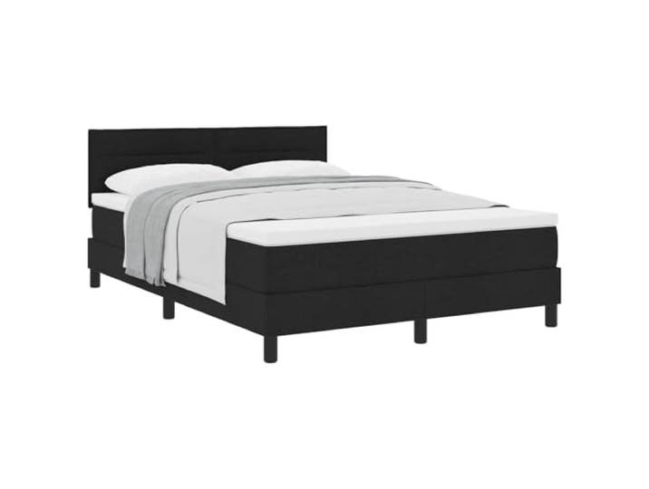 KKgypkn Boxspringbett 140x190 cm mit verstellbarem Kopfteil, Stoffbezug Schwarz, modernes Design mit Schaum- und Taschenfederkernmatratze