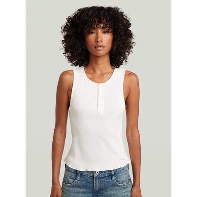 T-Shirt G-STAR "Slim Henley Tank T-Shirt", Damen, Gr. XS, milk, Obermaterial: 94% Baumwolle, 6% Elasthan, Shirts T-Shirt