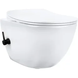 Neuesbad Zero Wand-WC mit Bidet Funktion, mit WC-Sitz, Unterputz Schwarz Armatur NB1DECBP6WNW1