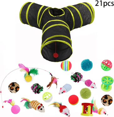 Inspire Picks Rainbow Cat Tunnel Collapsible Interactive Play Tube For Cats & Puppies t11
