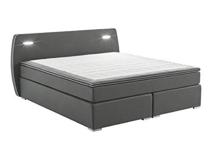 Atlantic Home Collection Boxspringbett REX, 180x200 cm, inklusive LED Beleuchtung und Topper (Härtegrad H2), dunkelgrau