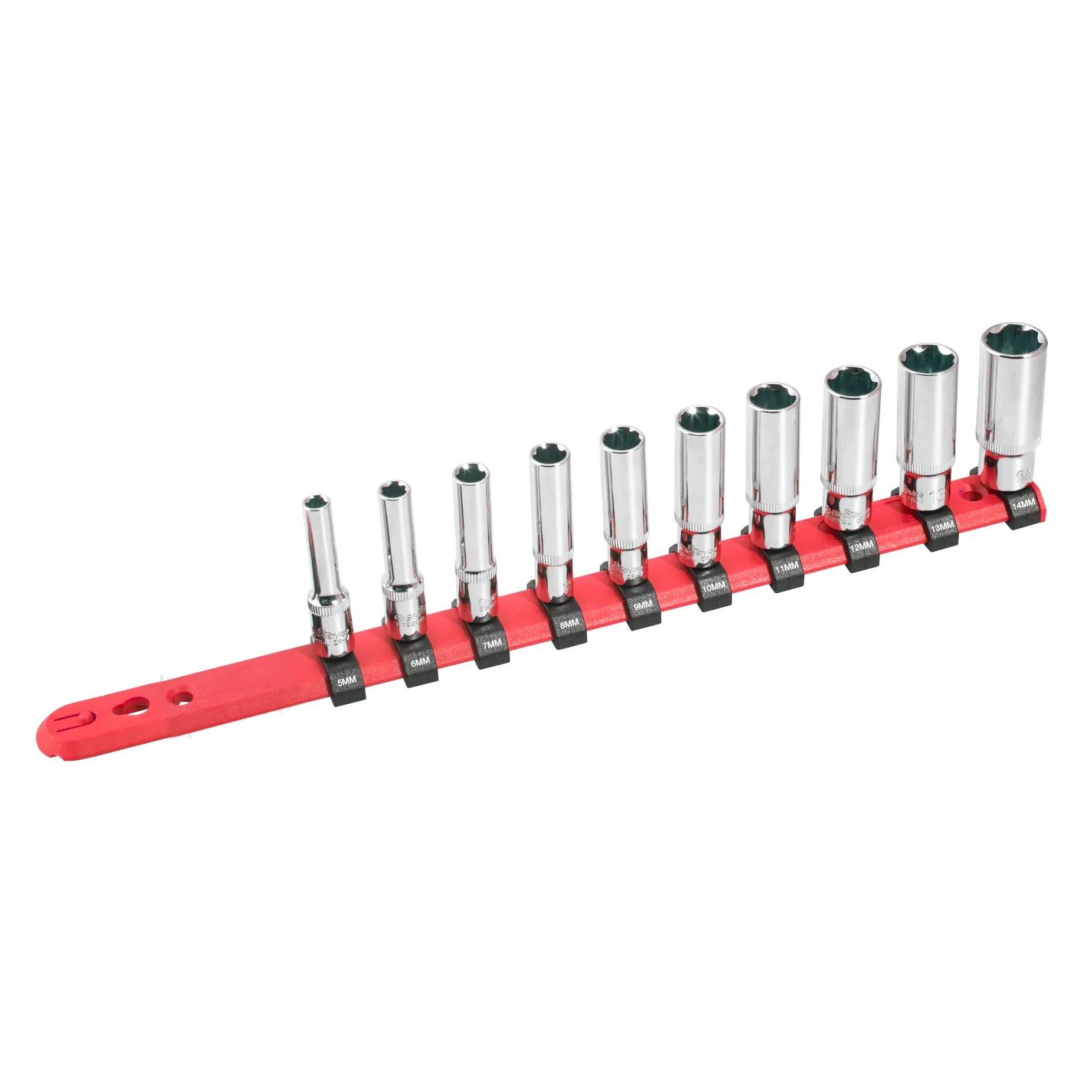 Bikeservice Bike Service Sechskant-Stecknuss-Set 1/4 (Allgemeine Werkzeuge) / Square Drive Bits Sock (10 mm, 11 mm, 12 mm, 13 mm, 14 mm, 5 mm, 6 mm, 7 mm, 8 mm, 9 mm) (BS9200)
