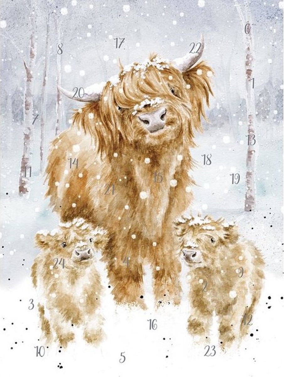 Wrendale Designs Adventskalender A Highland Christmas A5 Kaart