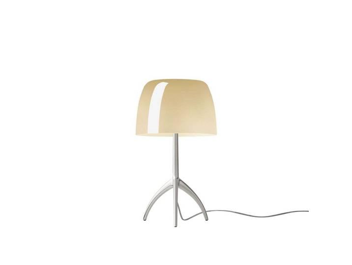Lumiere Piccola Tischleuchte, Alu/beige, 35 cm - Foscarini - Wohnzimmer - Aluminium