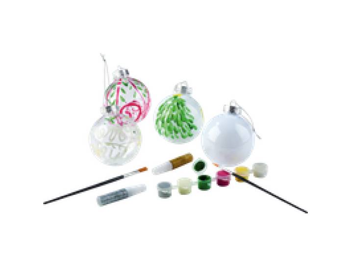 CRELANDO® Kit de peinture ou kit de loisirs créatifs pour boules de Noël (Ensemble avec de la couleur)