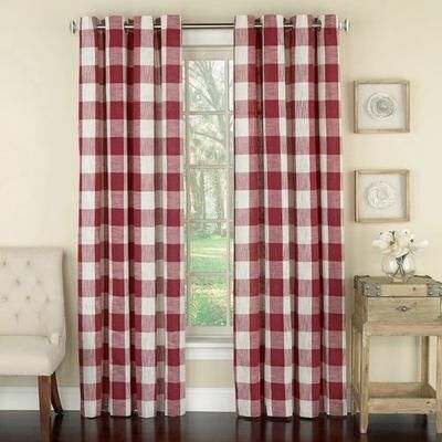 Lorraine Home Fashions Checkerboard Grommet Curtain Panel, 53 x 95, Sage