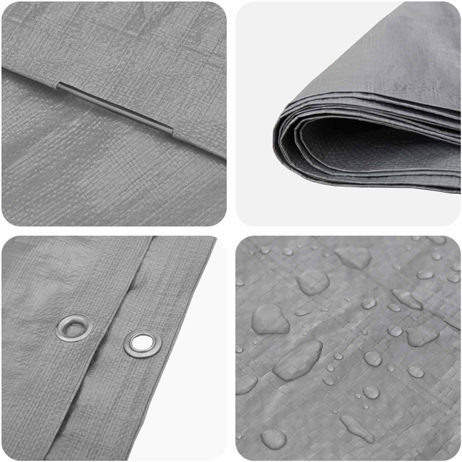 vidaXL Bâche avec œillets Gris clair 8 x 8 m 90 gsm PE