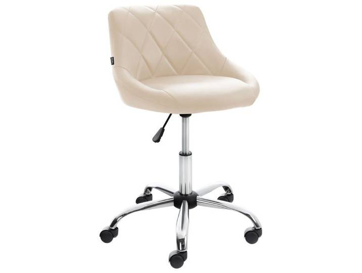 Tabouret de travail confortable pour cabinet medical salon de beaute en PVC creme pivotant et reglable 10_0003225