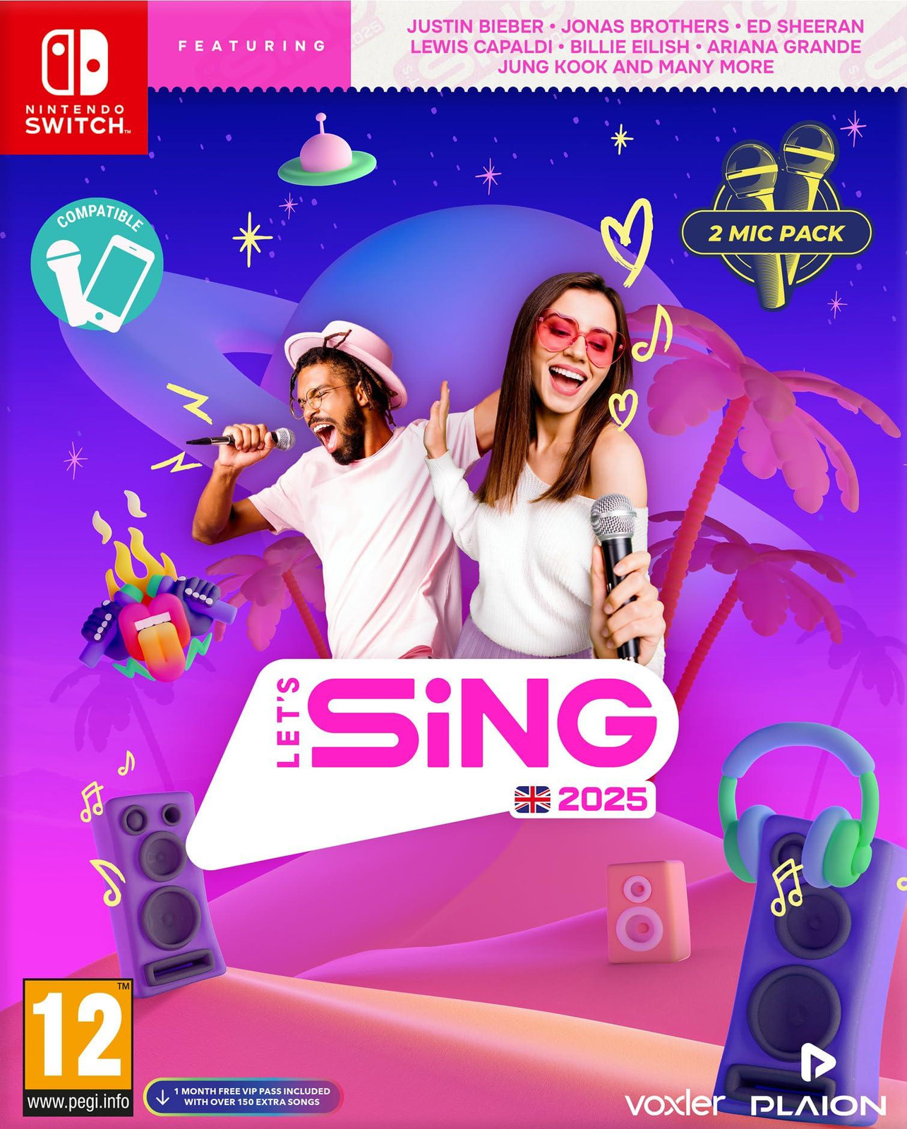 PLAION Let's Sing 2025 Britse editie met 2 microfoons voor Nintendo Switch
