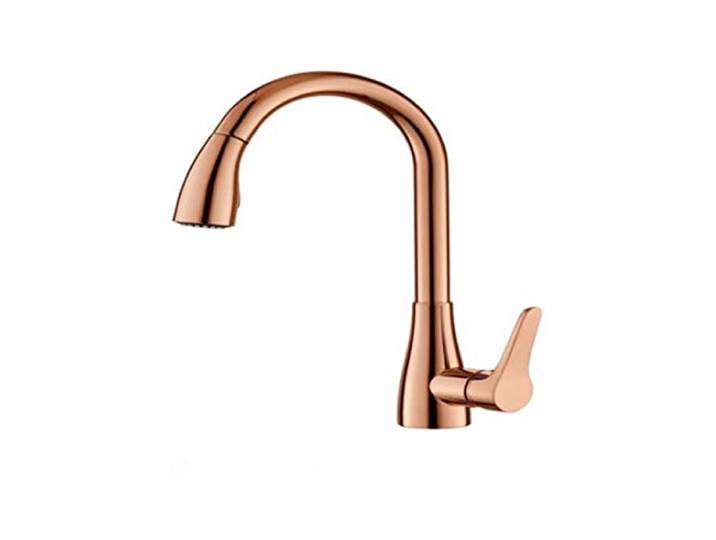 Küchenarmatur aus Kupfer, heißes und kaltes Wasser, Gemüsetöpfe, modischer roségoldener Wasserhahn