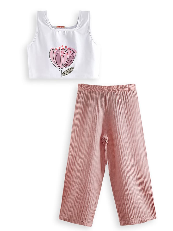 Denokids 2tlg. Outfit in Weiß/ Rosa - 122