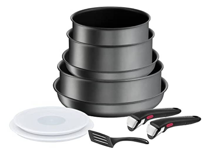 Tefal Ingenio Daily Chef On Kochgeschirr-Set, 10-teilig, Pfannen, Töpfe, Induktion, widerstandsfähige Antihaftbeschichtung, stapelbar, spülmaschinenfest