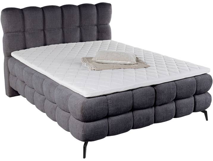 Boxspringbett DUOMO dunkelgrau 160x200cm halbfest