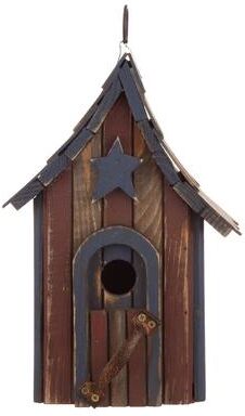 "Glitzhome 11.75""H Wooden Hand Painted Distressed Birdhouse"