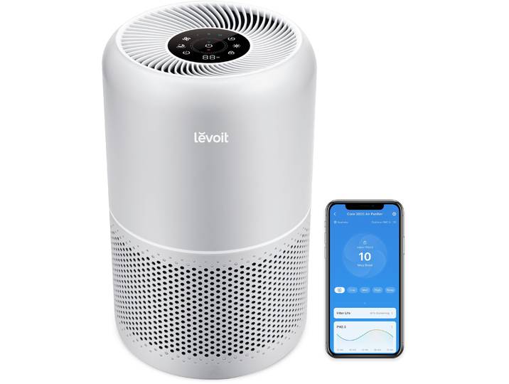 Luftreiniger LEVOIT Core 300S Pro Smart Air Purifier , weiß (grau), B:22cm H:36cm T:22cm, Luftreiniger, Luftreiniger, 3-Stufen-HEPA-Filtersystem, leiser Reiniger für Allergiker