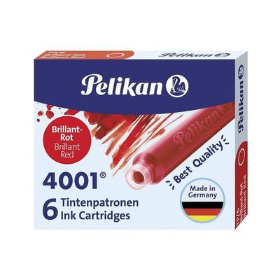 Pelikan Tintenpatronen 4001® Set mit 6 Standard-Patronen, Brillant-Rot