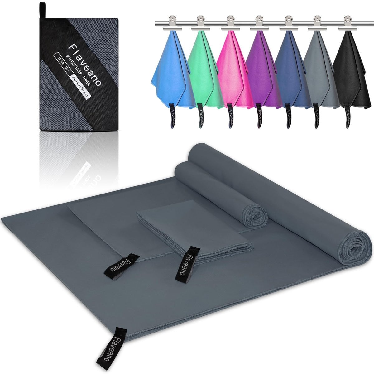 SolidKeus Microvezel Handdoeken Set van 3, Sneldrogend