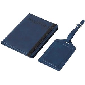 Böttcher-AG Reisepasshülle Visa, marineblau, 2-teiliges Set, inkl. Kofferanhänger, mit 4 Kartenfächern, aus Kunstleder