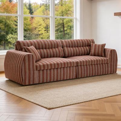 Loedds Woven Chenille Striped Sofa with High-Resilience Foam and No Assembly Required
