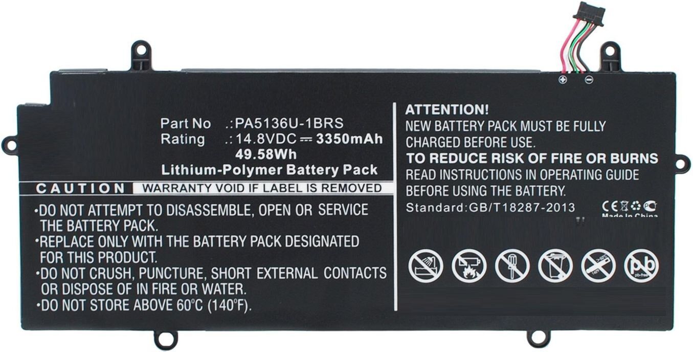 CoreParts MBXTO-BA0025 Replacement Laptop Battery for Toshiba Portege Z30 Series, 14.8V 3350mAh Li-Pol, Black
