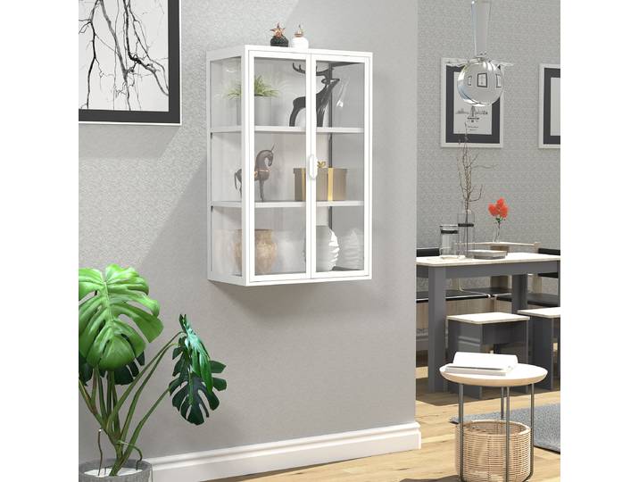 Vitrine suspendue Flokas 95cm Blanc/Blanc