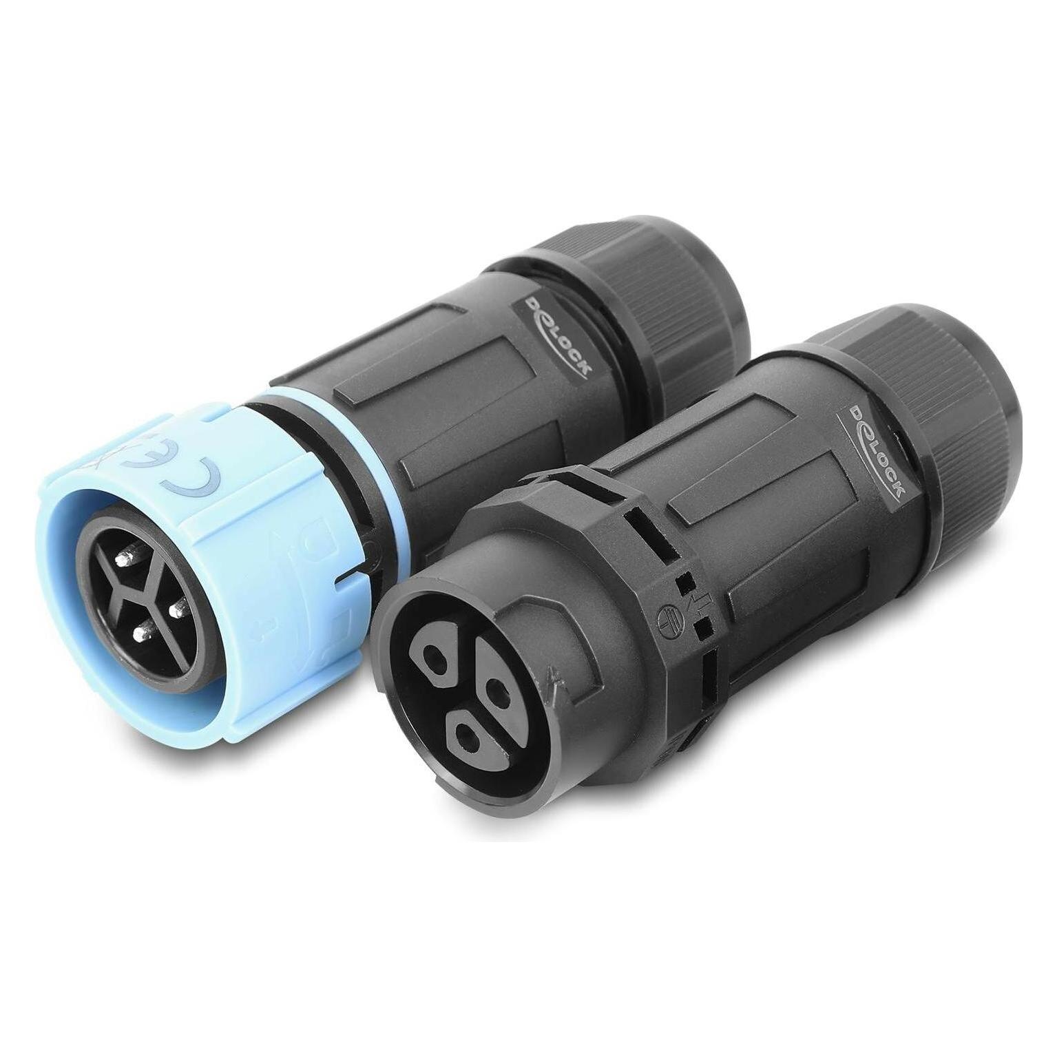 Delock Kabelverbinder 3 Pin mit Bajonettverschluss IP68, 5-12mm, Schwarz (87249)