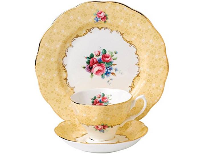 100 Years by Royal Albert 1990 Bouquet Teetasse/Untertasse/Teller 20 cm, Weiß