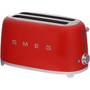 Smeg Toaster TSF02RDEU 50er Retro Style, mit 6 Röststufen, rot, 1500 Watt, Edelstahl, Langschlitz, für 4 Scheiben