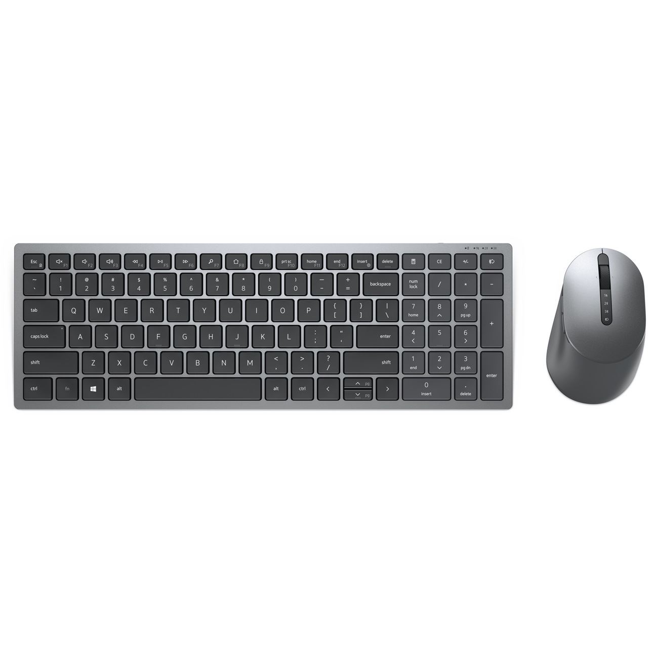 Dell Multi-Device Wireless Keyboard and Mouse Combo KM7120W - Tastatur-und-Maus-Set - US/Intern.-Layout (QWERTY), grau