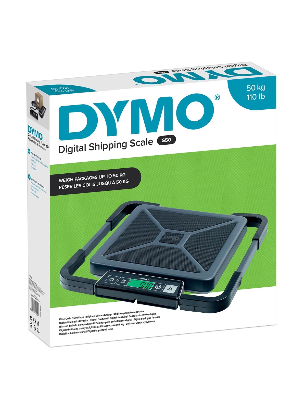 DYMO S50 Paketwaage Tragbare Digital | 50 kg | Briefwaage mit LCD-Bildschirm | USB oder AAA Batterien