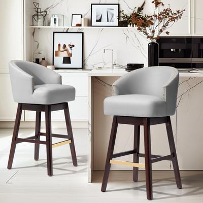 VREDHOM 30''H Swivel Faux Leather Solid Wood Bar Stools