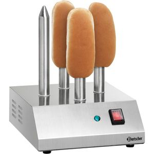 Bartscher Toaster T4, A120409 Hot-Dog-Spießtoaster, silber, 190 Watt, Edelstahl, für 4 Hot-Dog Brötchen
