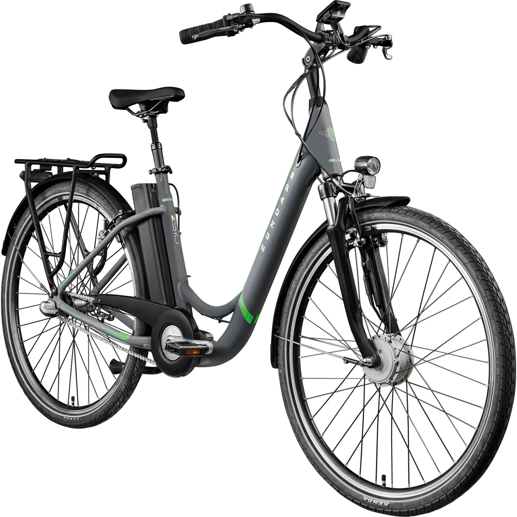 Zündapp Z510 E Bike 28 Zoll Damenfahrrad ab 155 cm mit 3 Gang Nabenschaltung und Rücktrittbremse grau/grün