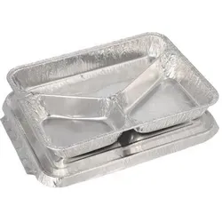 Papstar Menüschalen mit Deckel, Einwegbehälter, Silber