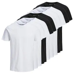 JACK&JONES Herren T-Shirt, 10er Pack - BASIC TEE O-NECK, Kurzarm, Baumwolle Schwarz/Weiß / L