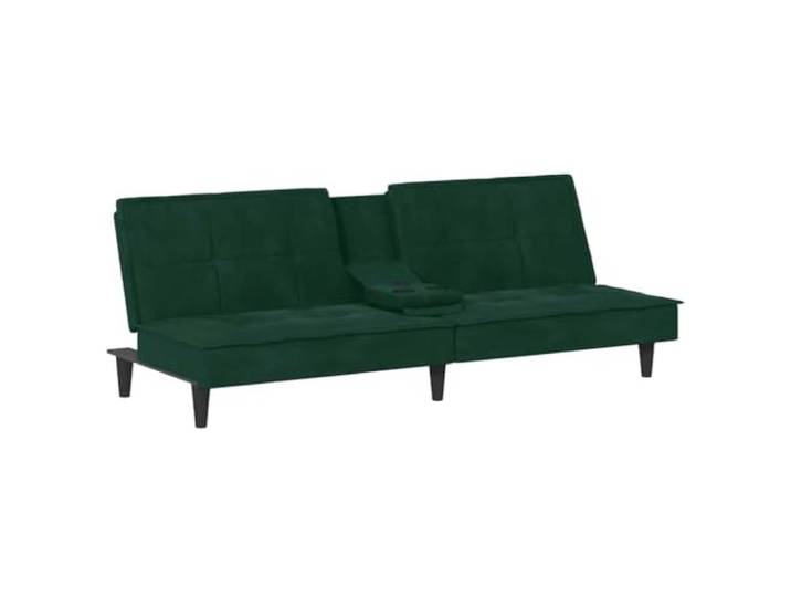 Makastle SchlafSofa Couch mit Getränkehaltern Dunkelgrün Samt