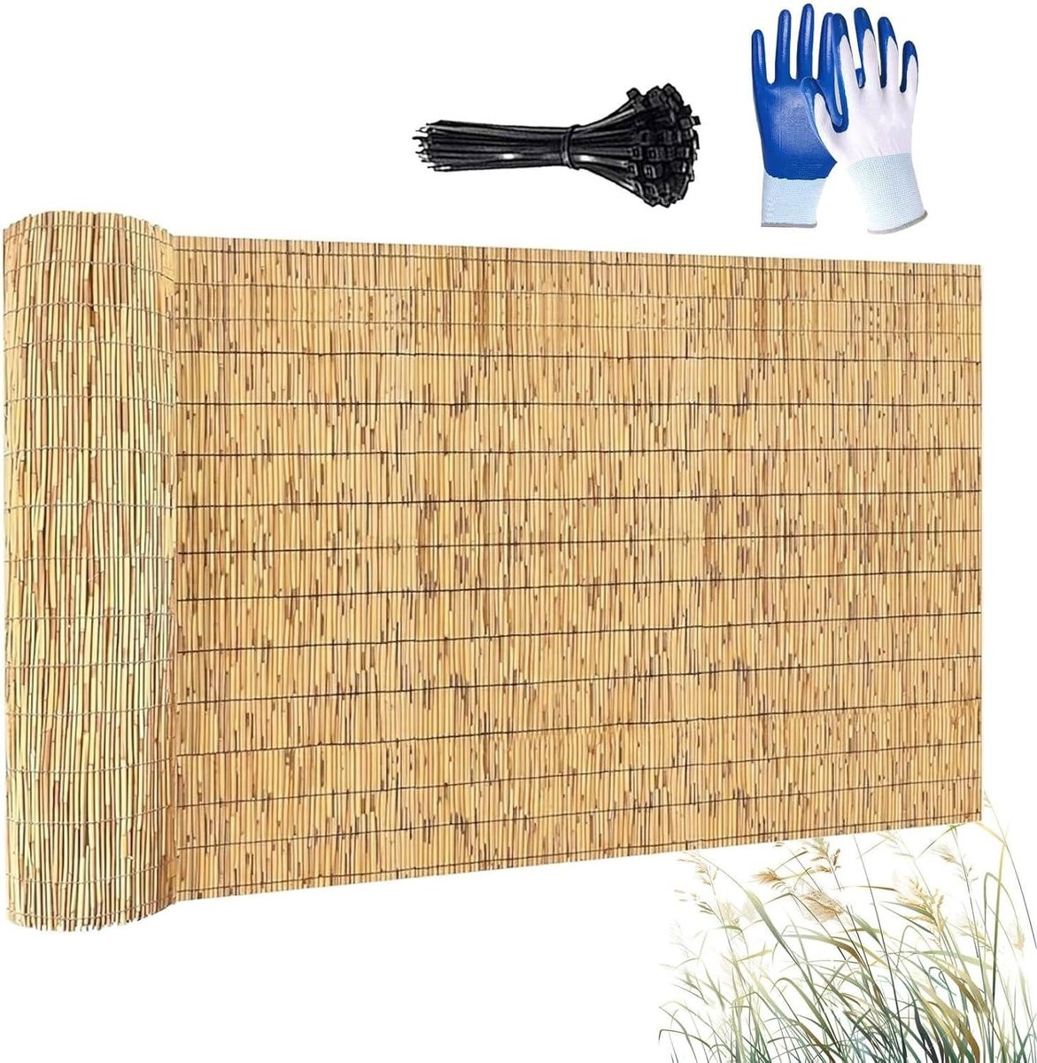 Rietrol Gaashekwerk Balkon Privacyscherm Tuinafscheiding Natuurlijk 160 x 90 cm